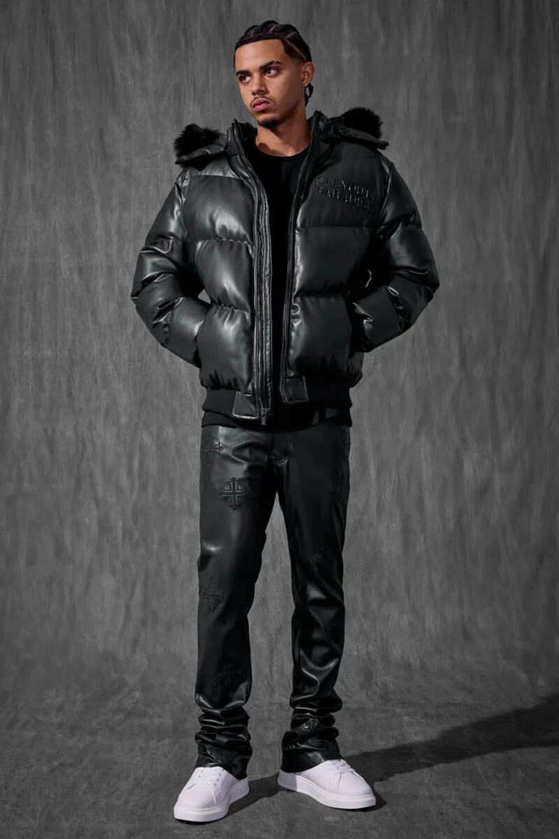 Men's SYIP Pu Puffer With Emboss Jacket - Image 3