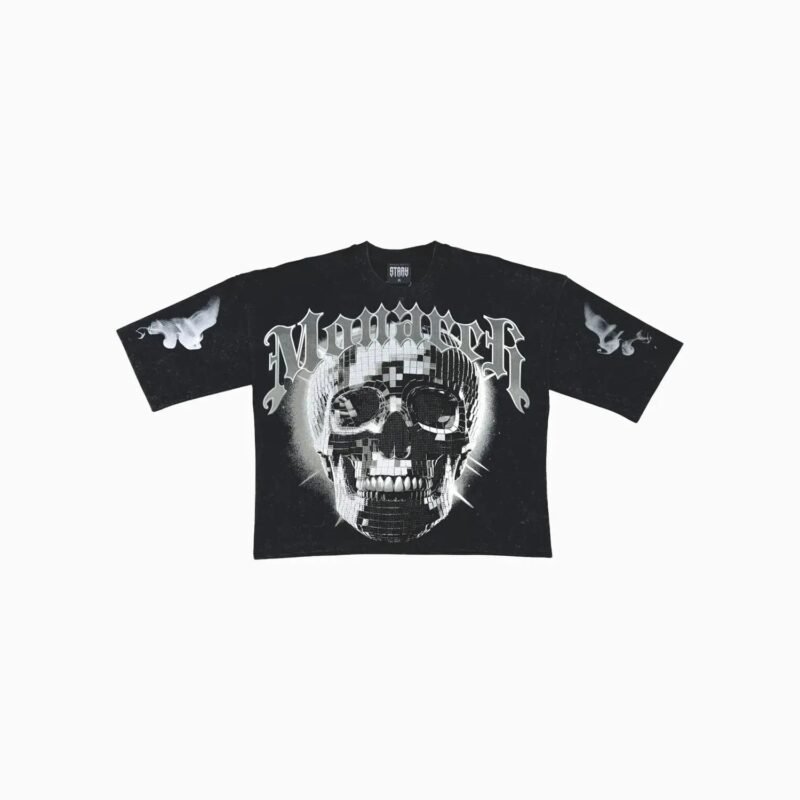 Men's Monarch Digital Skull Oversized Graphic T-Shirt - Image 5