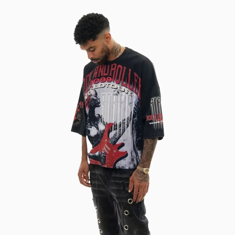 Men's Rock and Roller 2099 World Tour Oversized Graphic T-Shirt - Image 3
