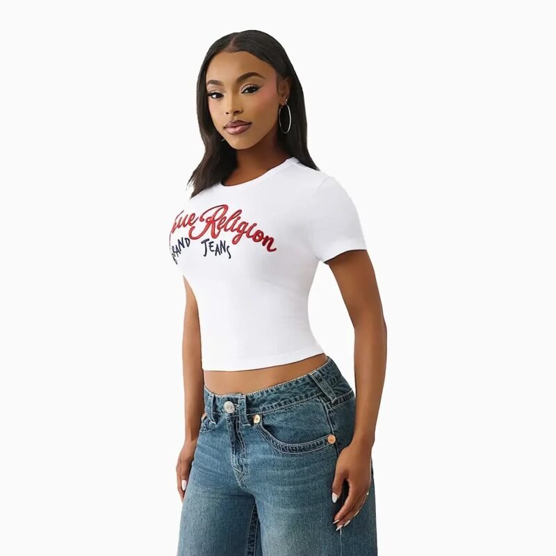 Women's Embroidered Logo Baby T-Shirt - Image 5